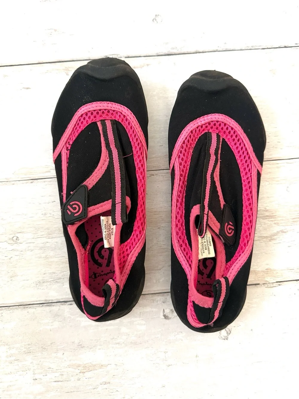 Girls 13/1 Pink Black Water Socks Waterproof Water Shoes Hard Sole Size 13 1